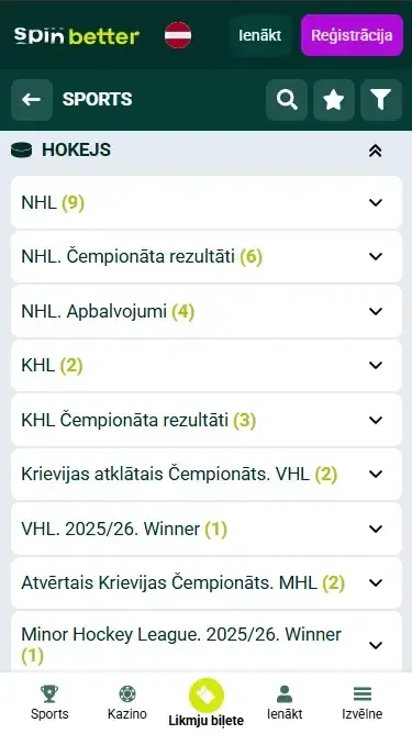 Spinbetter Latvija hokeja notikumi