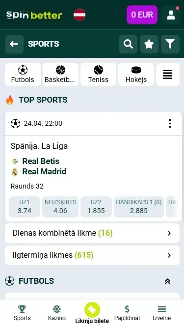 Spinbetter Latvija – sporta totalizatori