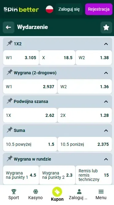 Rynki bokserskie Spinbetter Polska