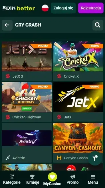 Spinbetter Polska: Gry crach