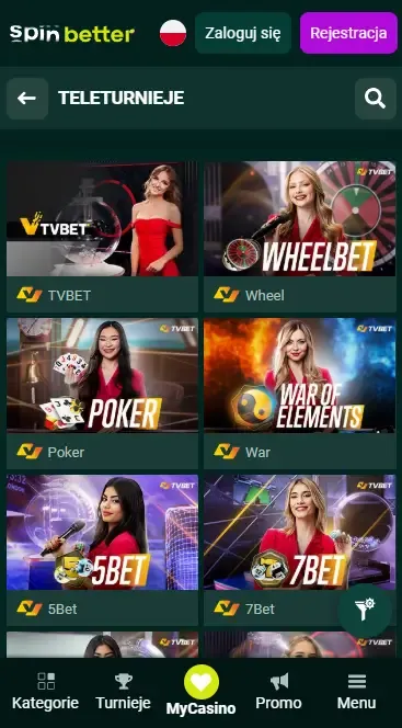 Spinbetter Polska: Televizyjne gry