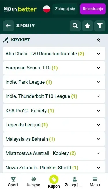 Spinbetter Polska – mecze i wydarzenia krykietowe