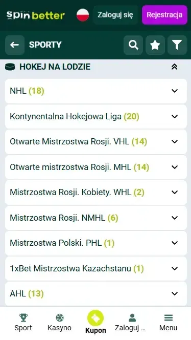 Wydarzenia hokejowe Spinbetter Polska