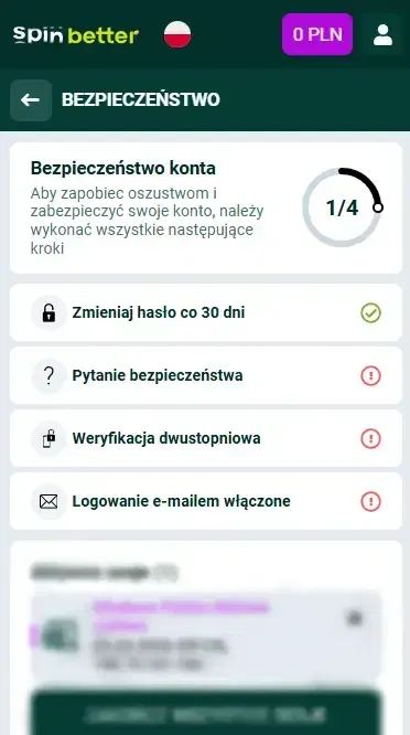 Spinbetter Polska: Ochrona konta