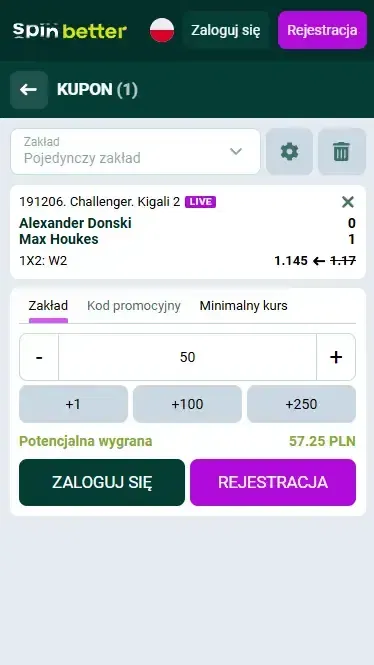Spinbetter Polska Kupon zakładów