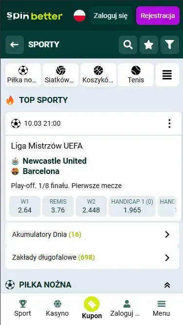 Spinbetter Polska Zakłady sportowe