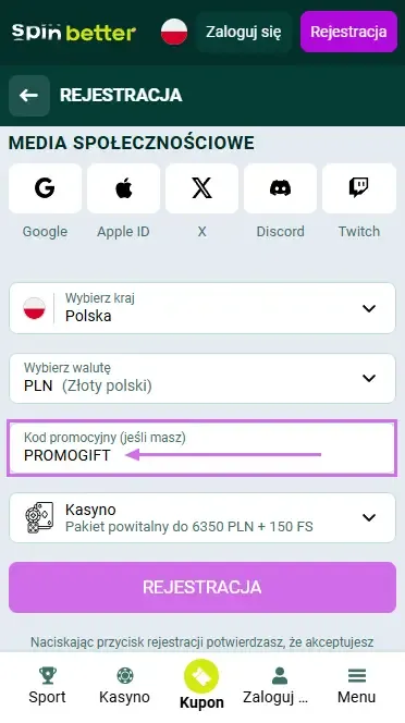 Kod promocyjny Spinbetter Polska