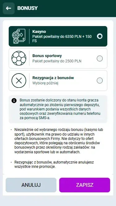Bonusy powitalne Spinbetter w Polsce