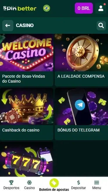 Bônus Ativos de Cassino da Spinbetter no Brasil