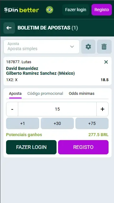 Bilhete de Aposta de Boxe da Spinbetter