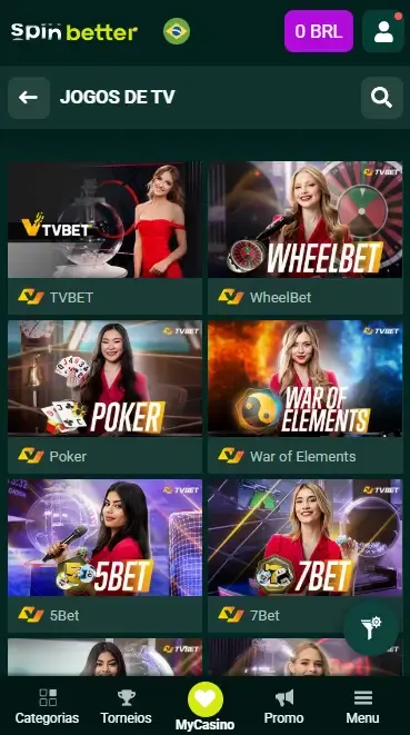 Spinbetter Brasil: Jogos de TV