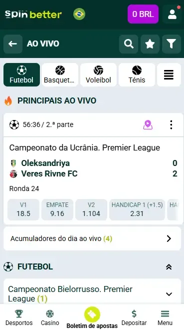 Apostas ao Vivo Spinbetter