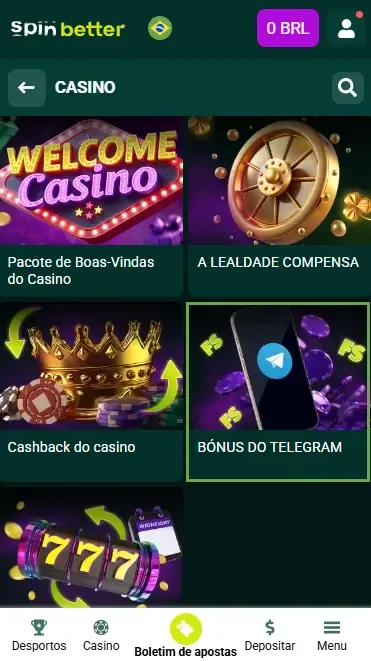Promoção no Telegram na Spinbetter Brasil