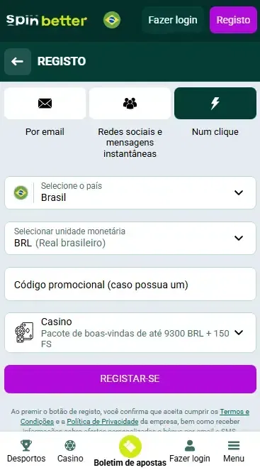 Cadastro Spinbetter BR