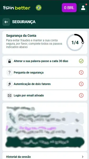 Spinbetter Brasil: Proteção da conta