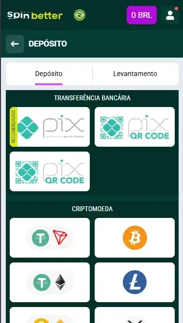 Spinbetter Brasil: formas de recarregar a conta