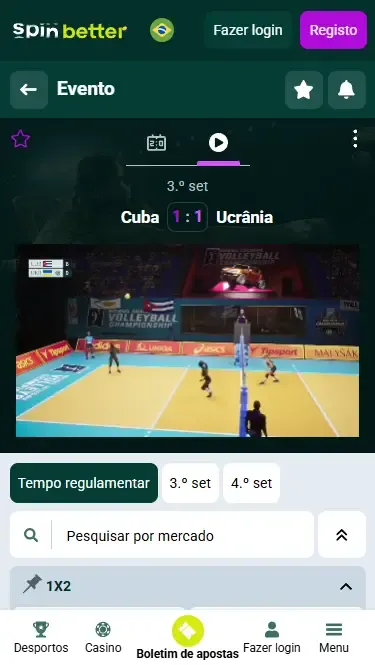 Transmissão ao vivo de voleibol pela Spinbetter no Brasil