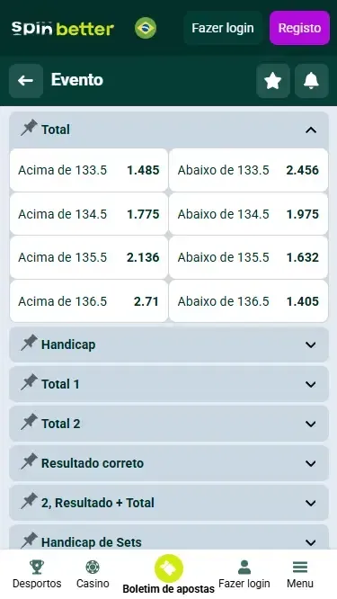 Spinbetter Brasil Totais e Handicap (Vôlei)