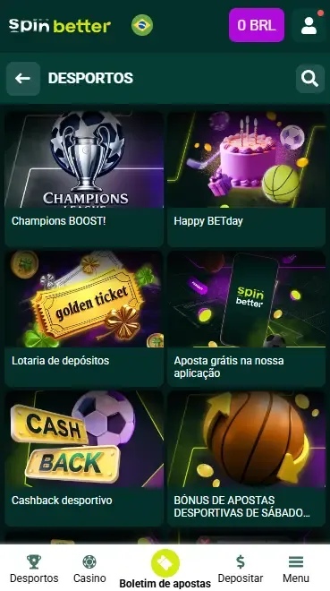 Spinbetter Brasil: Bónus desportivos