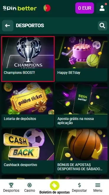 Bónus sazonais e especiais na Spinbetter Portugal