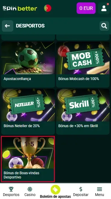 Mercados de Boxe Spinbetter Portugal