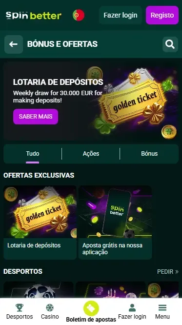 Bónus de Depósito da Spinbetter Portugal