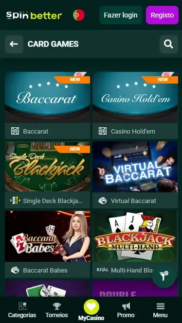 Spinbetter Portugal: Jogos de Mesa