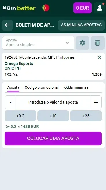 Spinbetter Portugal: Boletim de Aposta em eSports