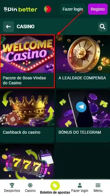 Bónus de boas-vindas do casino para jogadores portugueses