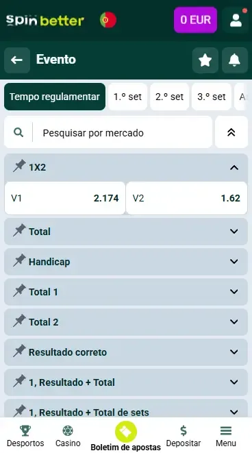 Spinbetter Portugal Vencedor do Jogo de Voleibol