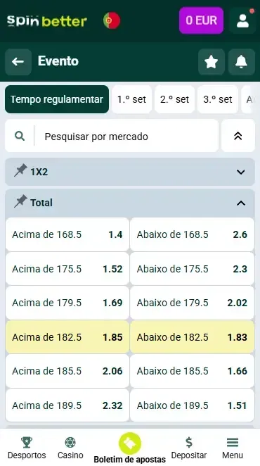 Spinbetter Portugal Totais e Handicap no Voleibol