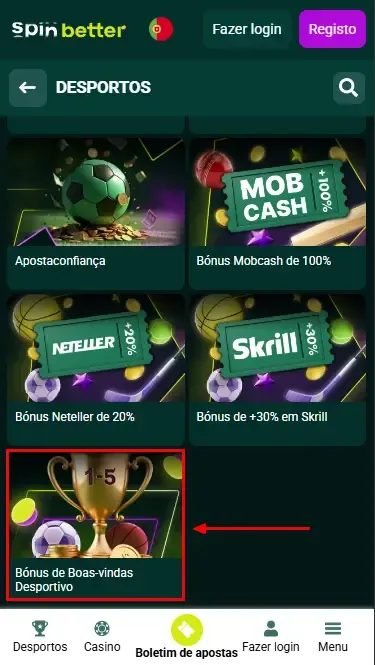Bónus de Boas-Vindas Spinbetter PT para Apostas Desportivas