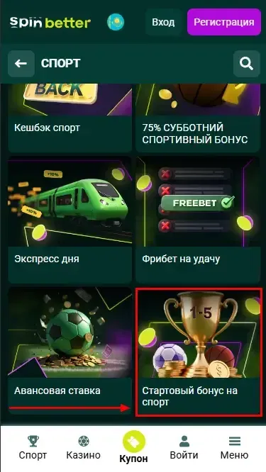 Приветственный бонус для ставок на спорт Spinbetter Казахстан