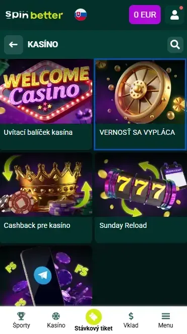 Kasínový bonus na Spinbetter
