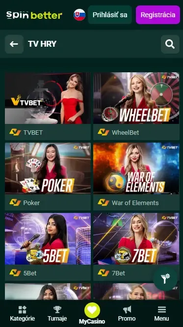 Spinbetter Slovensko: TV hry