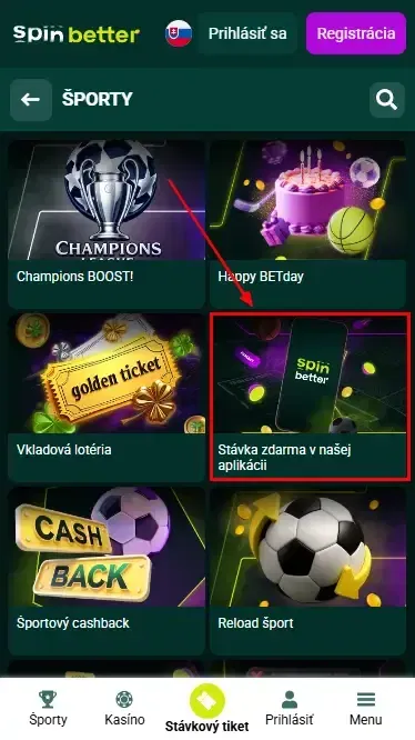 Bonus vo forme bezplatnej stávky od Spinbetter Slovakia