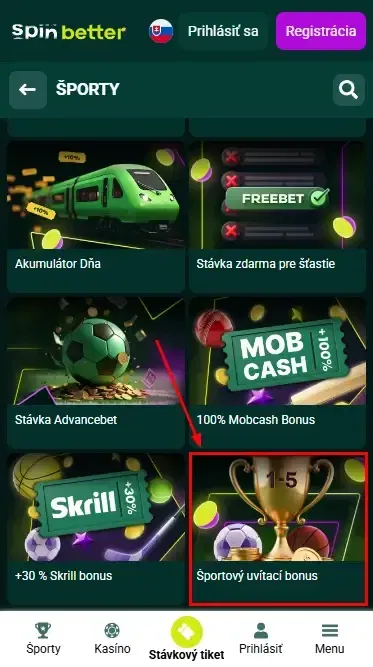 Uvítací bonus Spinbetter Slovensko