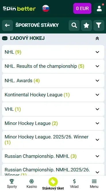 Hokejové podujatia Spinbetter Slovensko