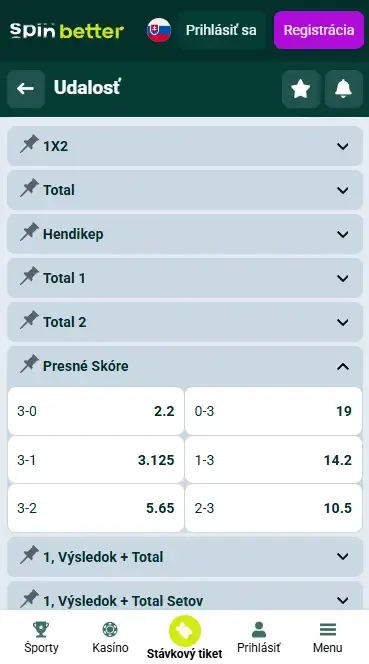 Spinbetter Slovensko – presný výsledok (volejbal)