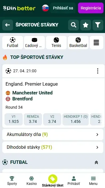 Športové stávkovanie Spinbetter Slovensko