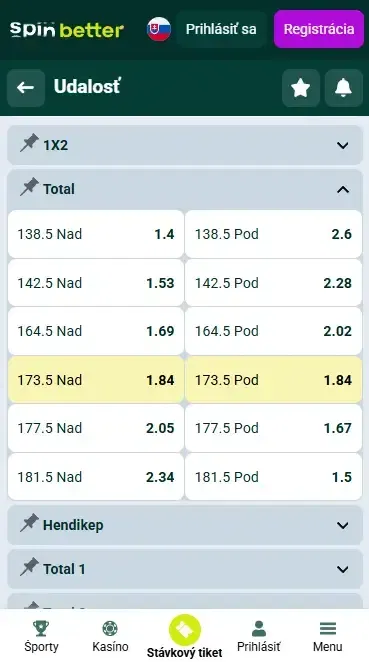 Spinbetter Slovensko – volejbalové súčty a handicap