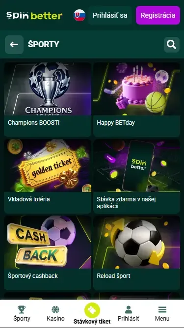 Spinbetter Slovakia: Športové bonusy
