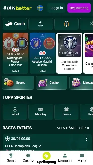 Spinbetter svensk app