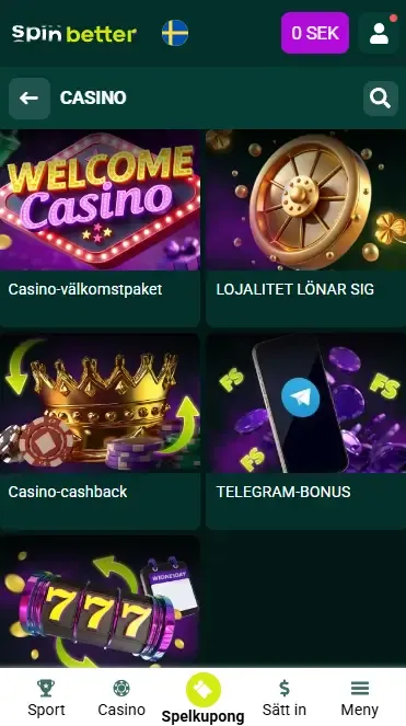 Spinbetter Sverige casino – pågående bonusar