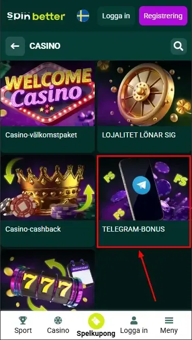 Spinbetter SE: Telegramkampanj