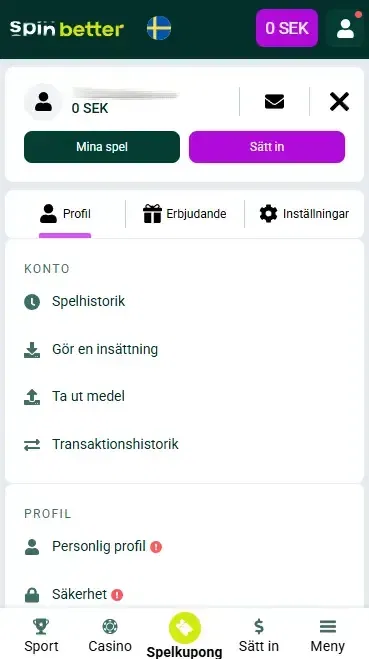Spinbetter SE-konto