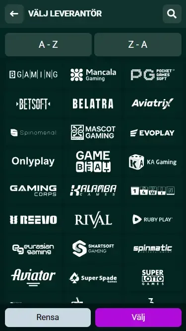 Spinbetter Casinos leverantörer