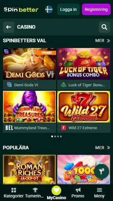 Spinbetter Sverige: Slotspel
