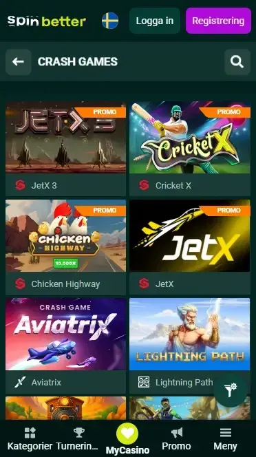 Spinbetter Sverige: Crash-spel