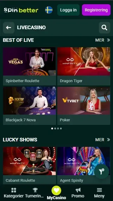 Spinbetter Sverige: Live Casino